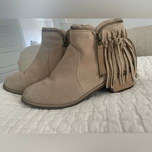 Dolce Vita Taupe Fisher Fringe Ankle Booties